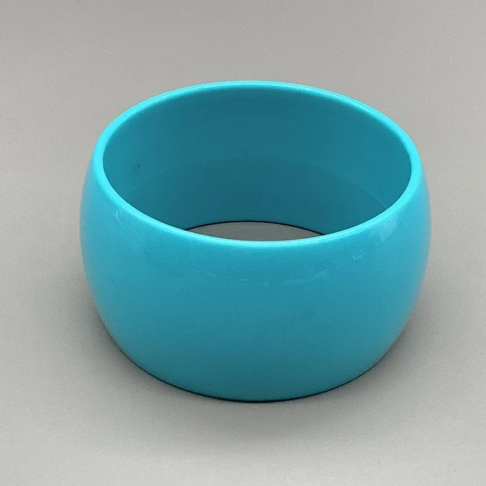 Bracelet Blue Plastic Wide Bangle Chunky Womens 7.5 Inch Fashion Costume Jewelry